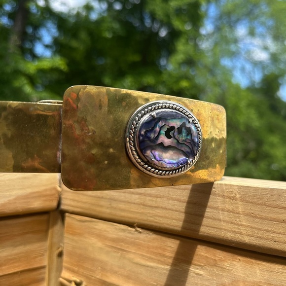 Vintage Gold Toned Belt with Abalone Shell Buckle NWT - Picture 3 of 9